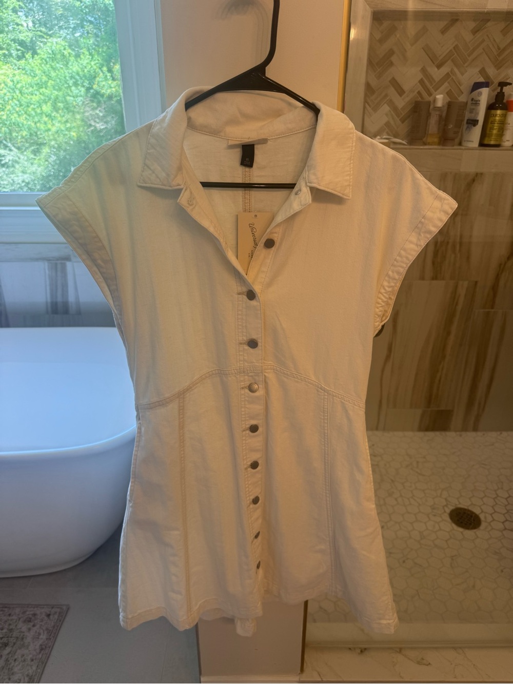 Universal Thread Cream Button-Front Mini Dress